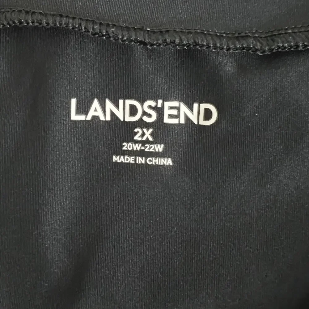 Lands End Womens Swim Cover Up Tunic Embroidered Long Sleeve 2X Black